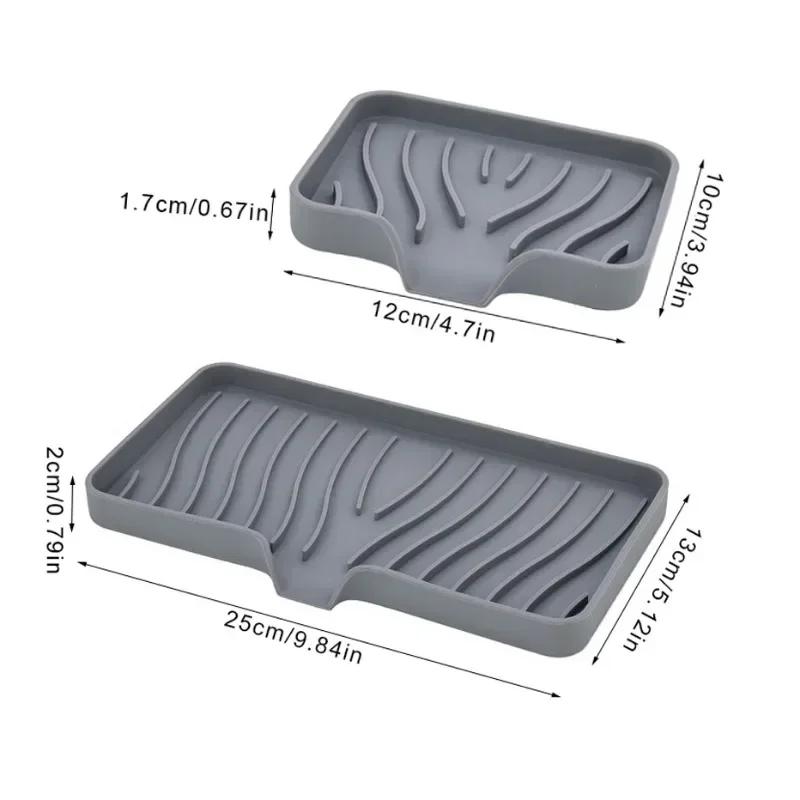 New Silicone Faucet Mat Kitchen Sink Tray Soap Dispenser Sponge Drain Pad Sink SplashDrying Mat Countertop Storage Tray SoapTray