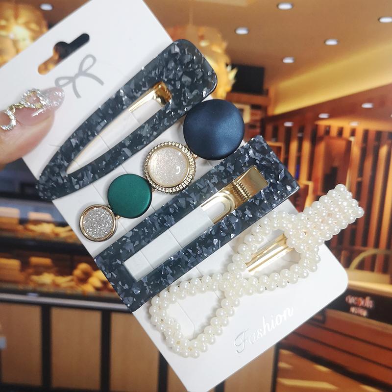 Korea Shiny Crystal Hair Clip Set Fashion Hair Accessories  Trend For Women Girl Pearl Rhinestone Hairpin Side Clip For Hair