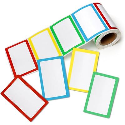True-Ally 300 Sheet 4 Colored Name Tag Label Sticker, 3""x2"" (75x50 Mm) Writable, Printable Tags for Office, School, Cl