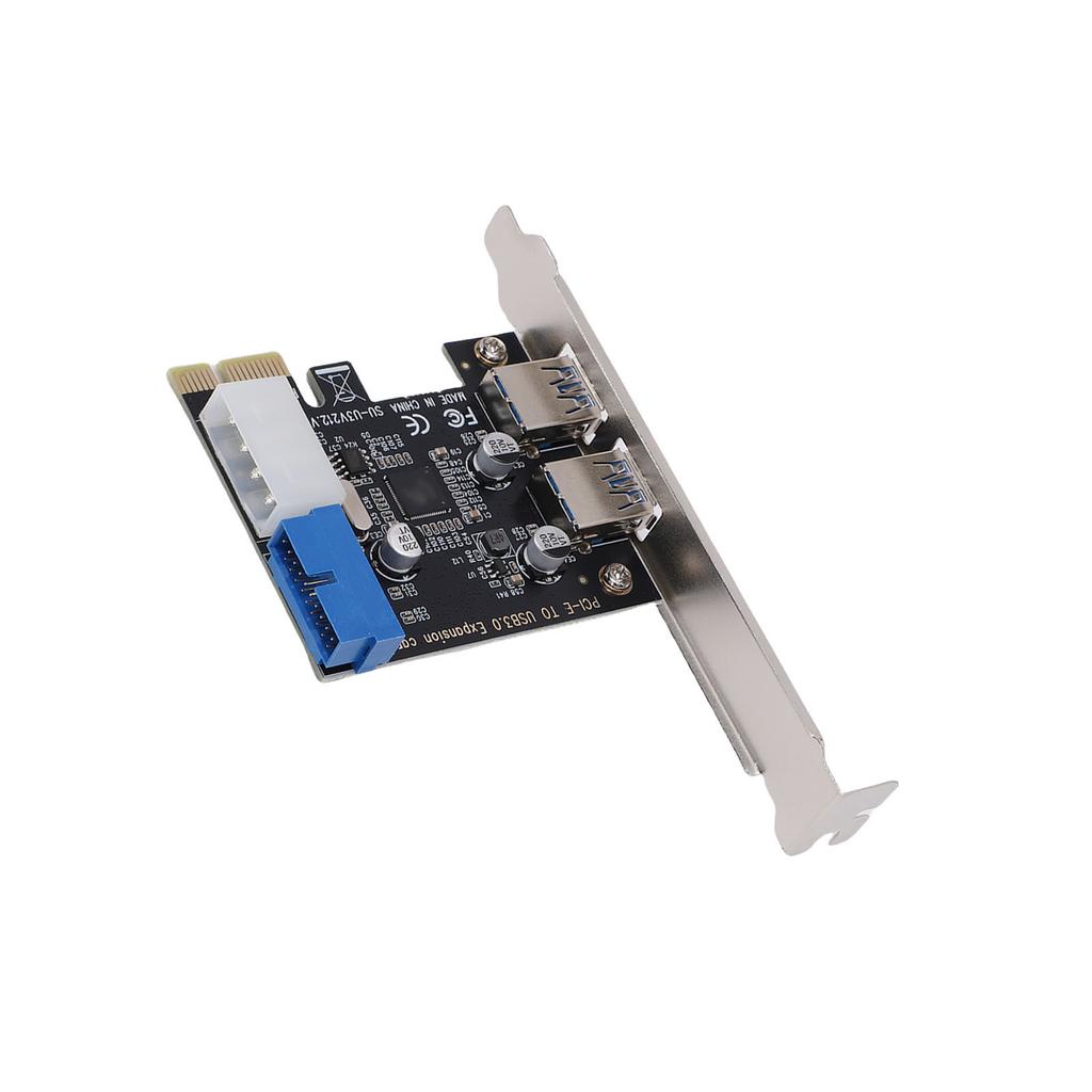 PCIE To USB 3.0 Expansion Card 5 Gbps 2 Ports with Front USB3.0 19pin Connector 4pin Power Interface for Desktop PC