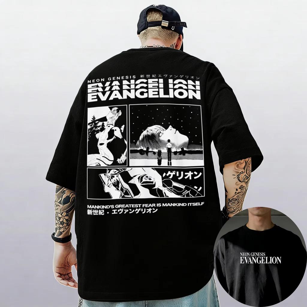 Neon Genesis Evangelion End of Eva Eye Classic Style Short Sleeve Tshirt Unisex Men Women 2026 Summer ParentChild Cotton Tee