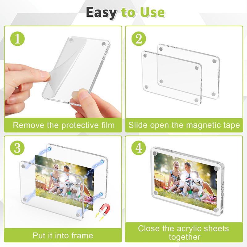 1/6Pcs Transparent Acrylic Photo Frames Universal Double Sided Magnetic Picture Frame Wall Mount for Home Decor Living Room Display Hold Family Photos