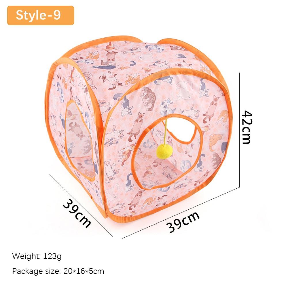 Cartoon Polyester+Steel Wire Cat Tunnel Tube Foldable Training Interactive Cat Nest Breathable Cat Maze Tunnel Rabbit