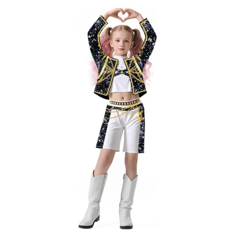 Anime Girls Zoey Mira Cosplay Costume Kids Fancy Party Dress Idol Movie Cosplay Halloween Carniva Clothes Golden Stage OZBZBD