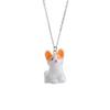 Cute 3D Flocked Resin Pendant Necklace - Dog, Panda, Rabbit Designs for Women