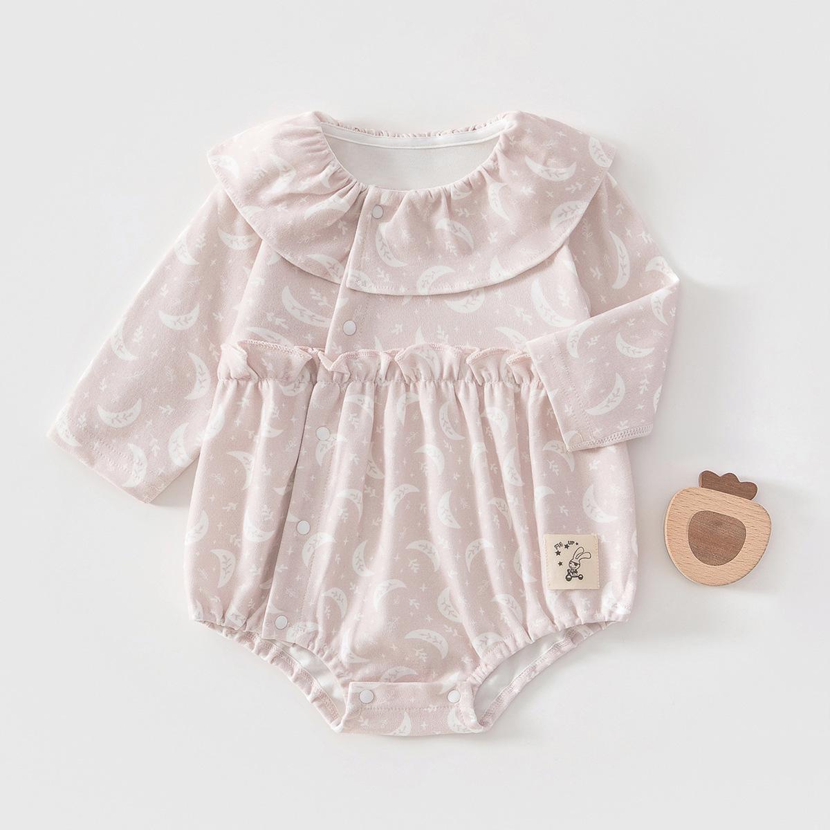 Новорожденный Ромпер-Принцесса для Девочек, Весна/Осень, Цельный, Чистый Хлопок, Класс А, Размер 59 Size 90