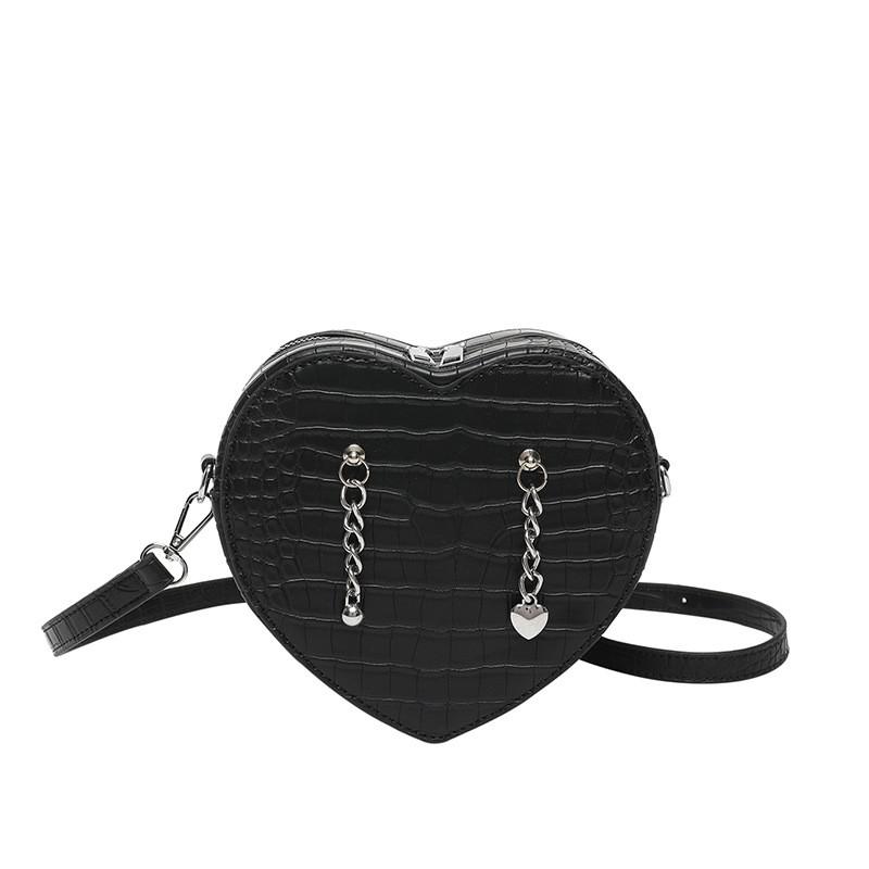 Pu Heartshaped Crossbody Bag With Crocodile Pattern For Daily Use