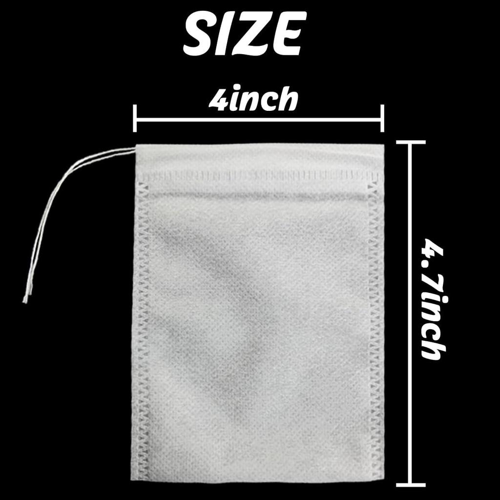 300PCS 4" X 4.7" Disposable Tea Filter Bags Tea Infusers Empty Muslin Drawstring Seal Filter Tea Bags Drawstring Herb Loose Tea Bag for Brew Tea Cold