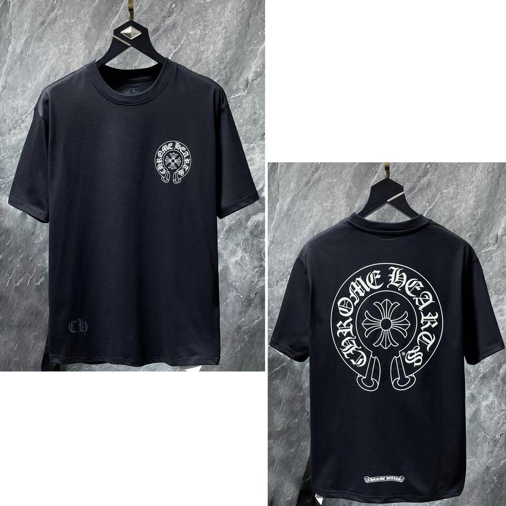 8702 CHROME HEARTS Summer New High Quality Cotton Round Neck Loose Large Size Men's and Women's T-shirt Couple T-shirt