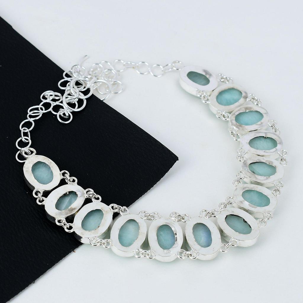 Natural Amazonite Gemstone Handmade 925 Sterling Silver Electroform Necklace, Amazonite Silver For Wife Unisex Pendant Gift For Mom