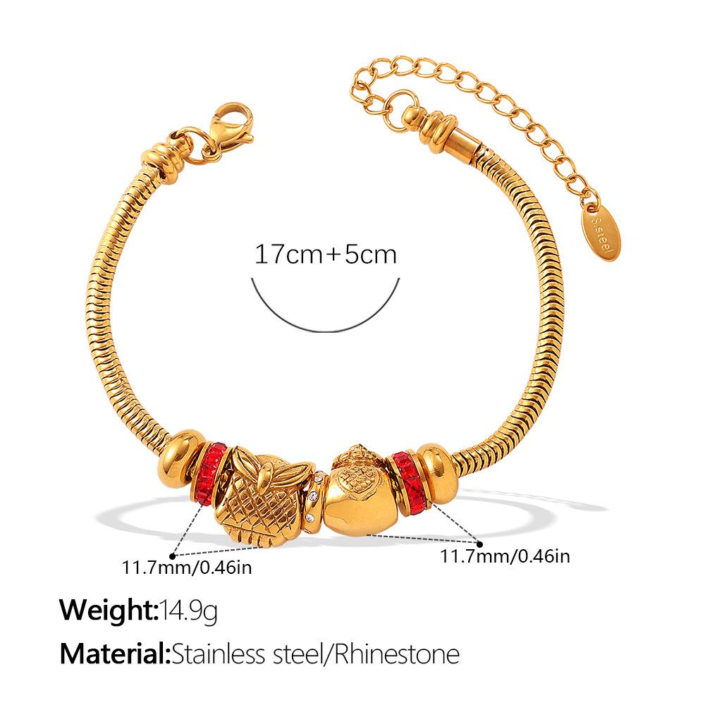 European and American retro style DIY crown love pendant bracelet stainless steel plated 18K gold bracelet