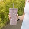 New 500ml Rhinestone Stainless Steel Double Layer Thermos Cups Women Glitter Cup Water Bottle Gift Reusable Straw Cup With Lid