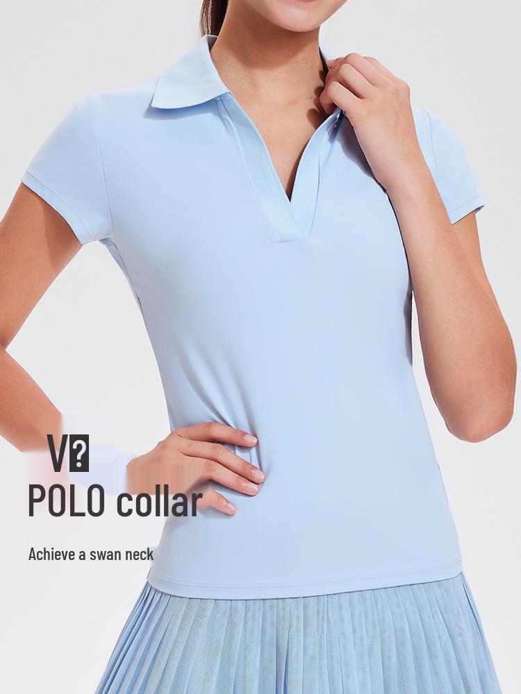 Cai Jue Women's Quick-Dry Polo Shirt - Short Sleeve, Cool Turn-Down Collar for Sports, Badminton, Tennis