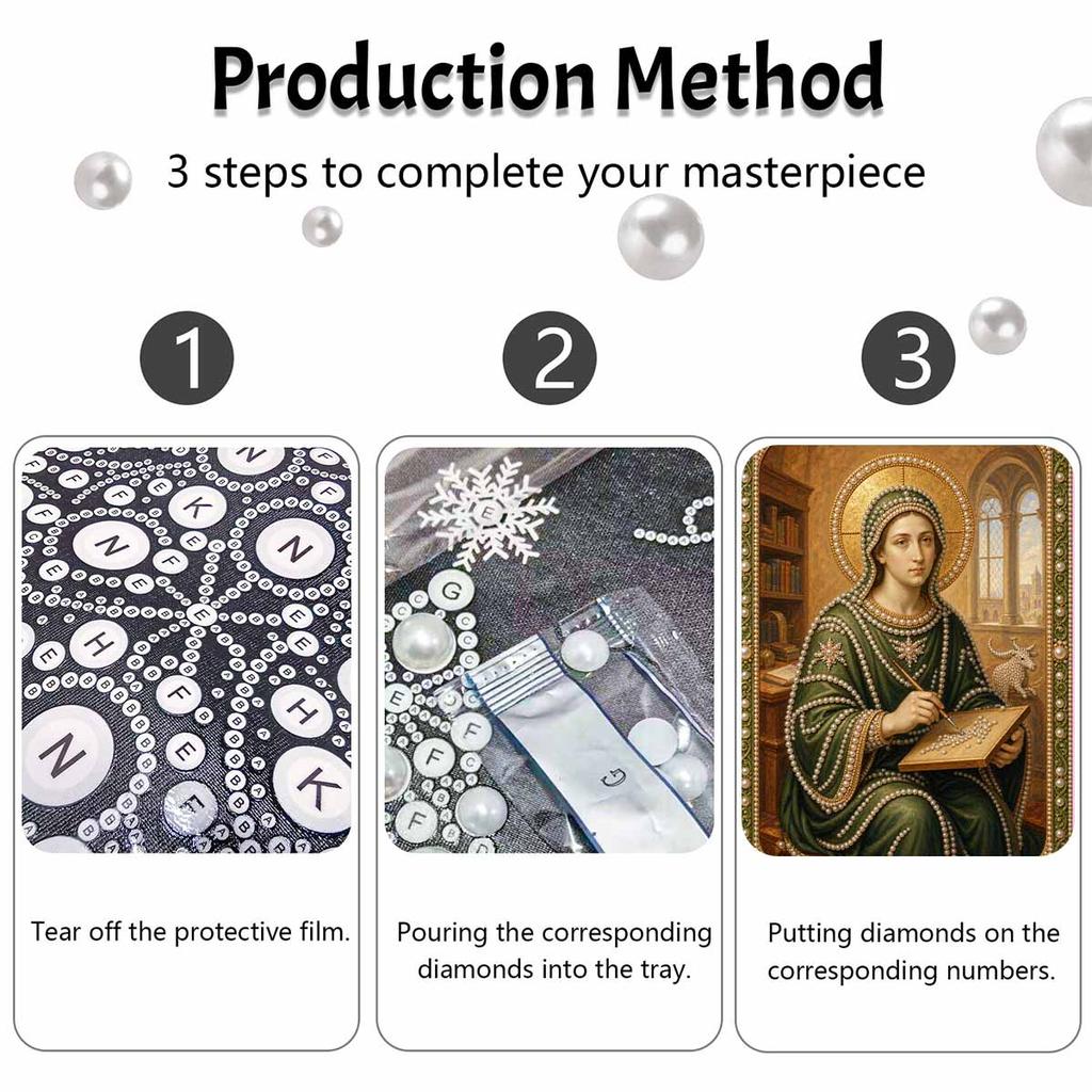 Stretched Frame Pearl Art Kit Saint Woman Painting DIY Sparkling Bead Canvas Creative Leisure Craft for Home Decor