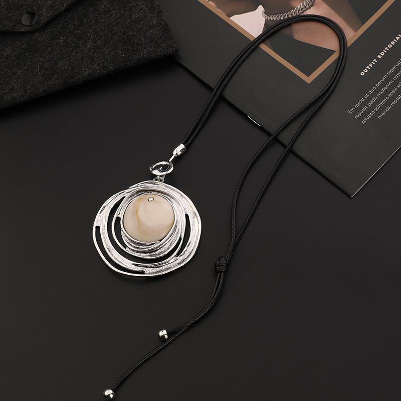 Новое колье Европейское и американское ретро большое круглое премиум цепочка для свитера женское длинное колье