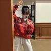 Vintage Red Snowflake Wool Knit Sweater for Women
