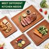 Set of 4 Non-Toxic Solid Sapele Wood Cutting Boards with Holder and Juice Grooves for Kitchen