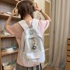 Schoolbag Hemp Gray Variegated Letter Embroidered Schoolbag Student Party American Retro Feeling Layered Storage Short Trip Backpack
