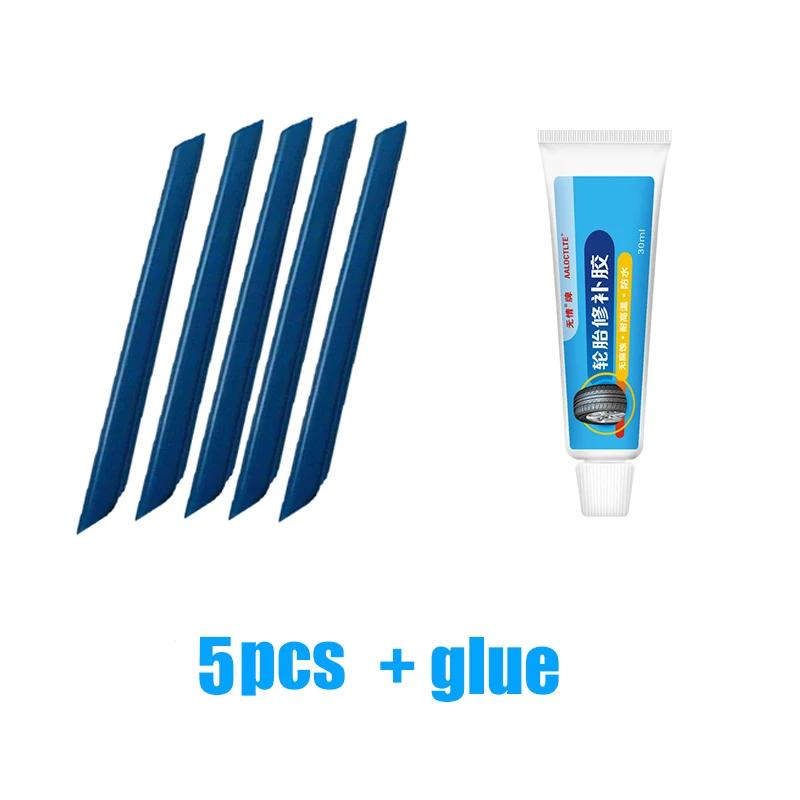 Motorcycle Vacuum Tire Repair Tools Kit with Vulcanizing Tire Repair Strips Vehicle Motorcycle Tubeless Tyre Puncture Plug Set