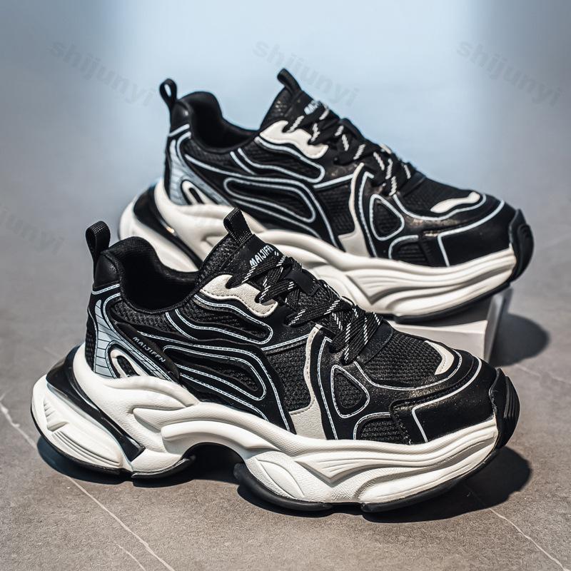 

2026 Autumn New Men s Mesh Breathable Low Top Thick Soled Casual Shoes Fashi Trend Versatile Comfortable Niche Chunky sneakers 39 чёрный