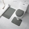 3Pcs Minimalist Style Plush Bathroom Floor Mat Set Non-slip Soft Doormat Water Absorbent for Bath Entry