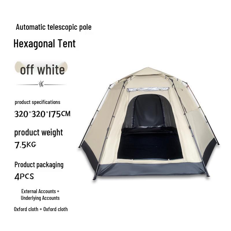 Hexagonal Quick-Open Portable Camping Tent - Thickened, Rainproof, Windproof.