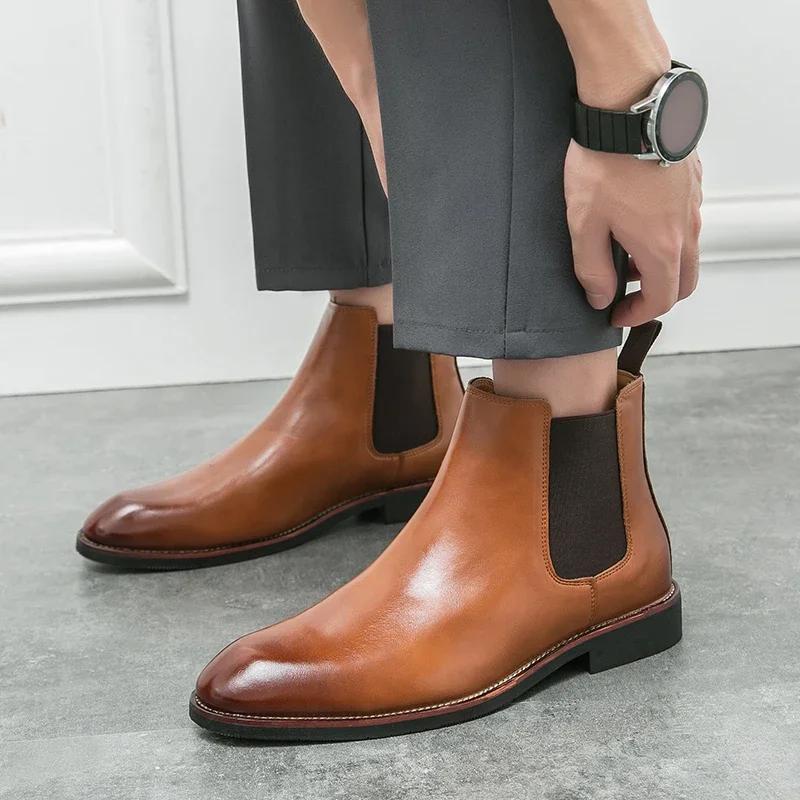 Fashion Winter Hot Selling Men's Business Ankle Boots British Style Brown Suede Leather Casual Boots Outdoor Men's Workwear Boots