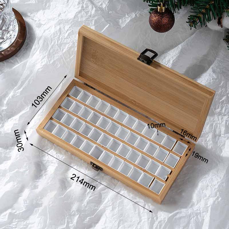 24/36/42/48 Grids Portable Bamboo Wood Square Nail Polish Palette Case Nail Art Painting Storage Box Empty Diy Nail Polish Glue