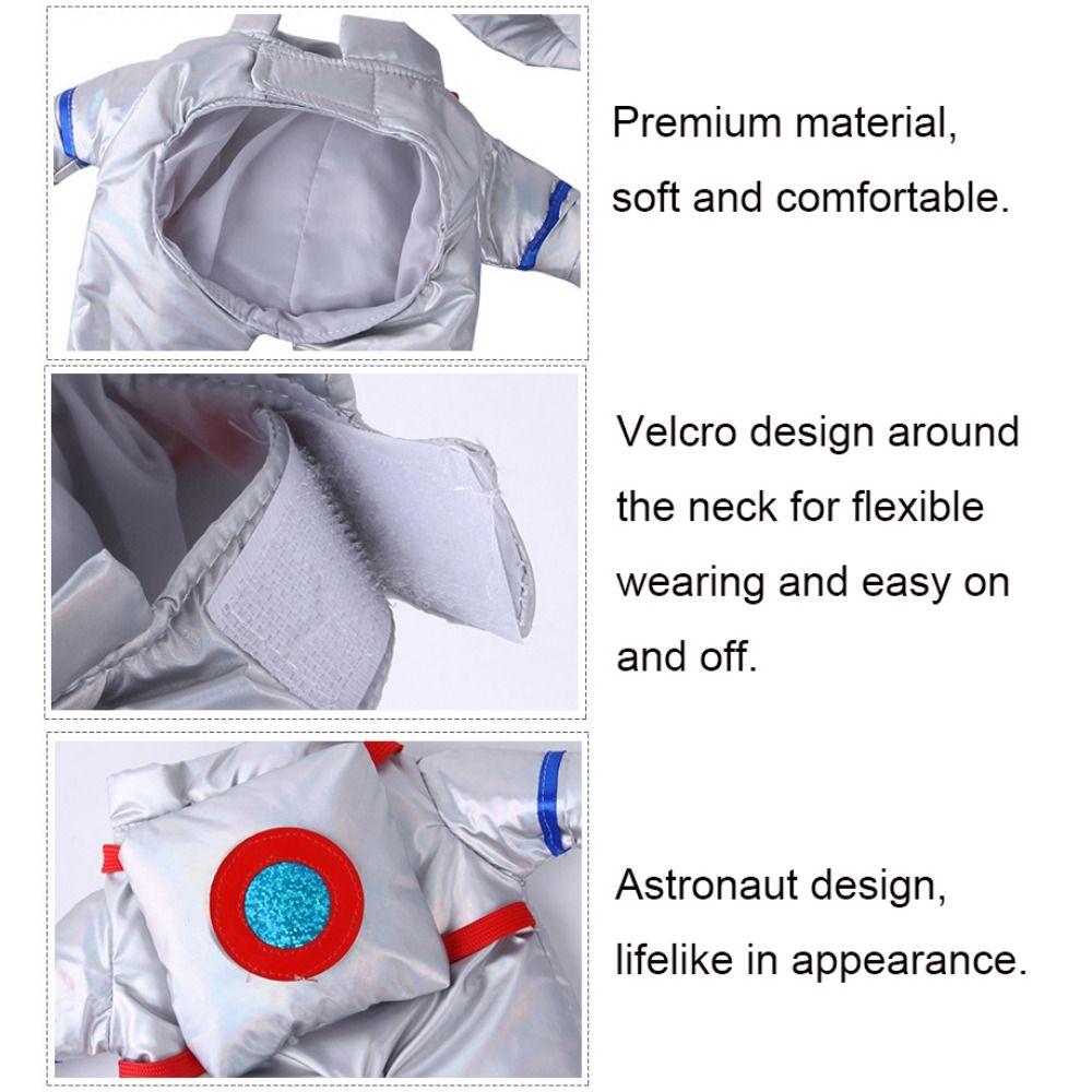 Polyester Cat Clothes Astronaut Spacesuit Siver Pet Transformation Outfit  Cosplay Party