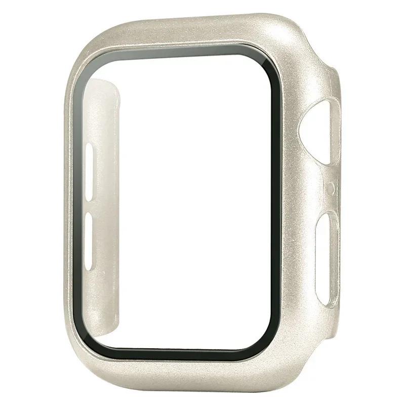 Tempered Glass+Cover For Apple Watch Case Series 9 8 7 6 5 se Screen Protector Film For IWatch 45mm 44mm 40mm 41mm Accessories