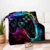 Neon Gaming Controller Wall Art PrintBlanket Flannel Throw Blanket for Sofa, Bed, Travel, Camping, Office, Couch, Chair, And Bed Gift for Ch