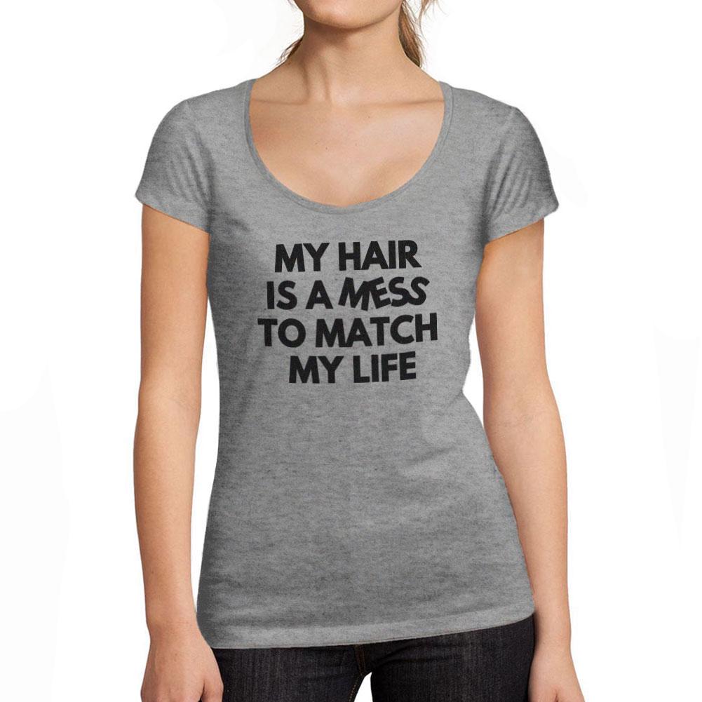 ULTRABASIC - Tee-Shirt Femme col Rond Decollete My Hair Is a Mess