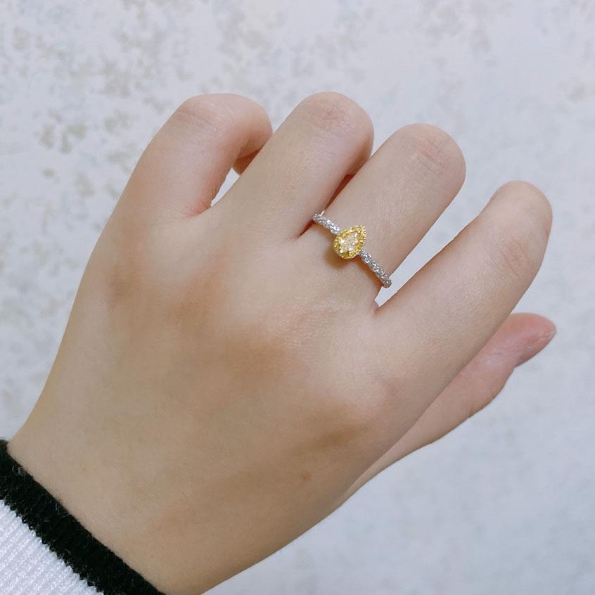 

Кольцо из позолоченного стерлингового серебра в форме капли с желтым бриллиантом для женщин - Модное и простое US Size 6