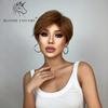 BLONDE UNICORN 8 inch Short Straight Hair Wigs for Women Ladies Ombre Brown Heat Resistant Synthetic Wigs