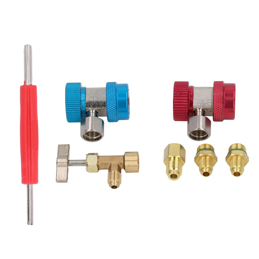 R134A Adapter-Set Tankanzapfer Schnellkupplung Doppelkopf Ventilausdreher für Pkw Klimaanlageninstallation