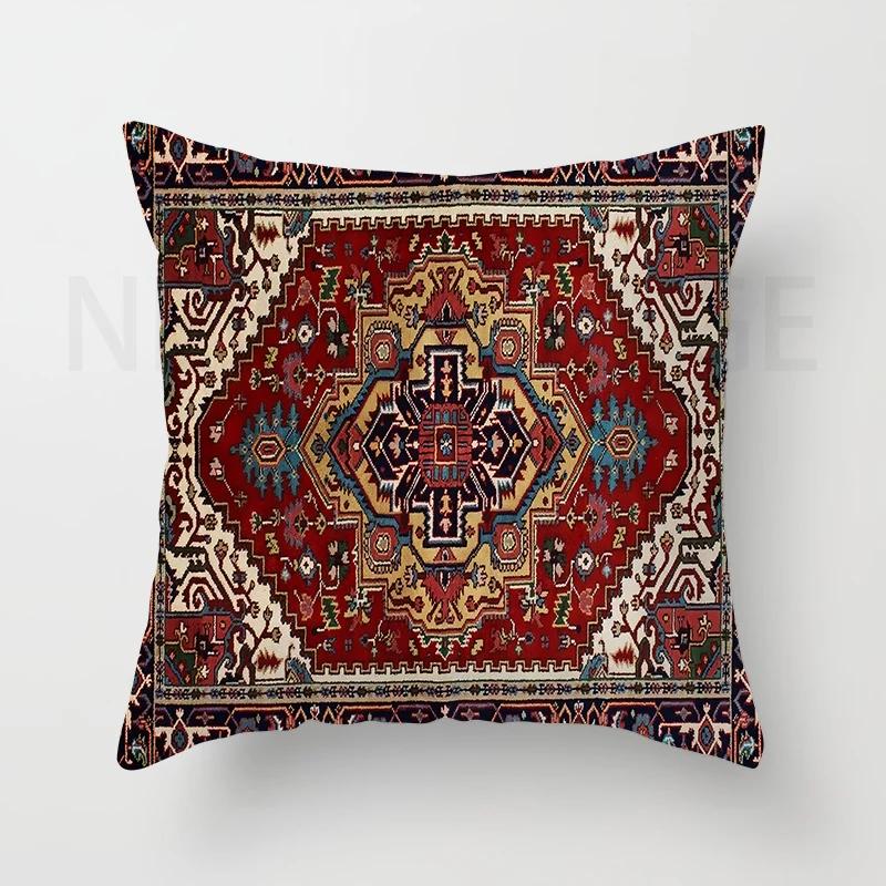Red Moroccan Ethnic Style Short Plush Pillowcase Sofa Cushion Cover Home Decoration Can Be Customized for You 40x40 50x50 60x60