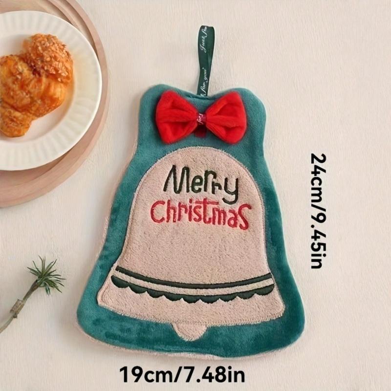 1-piece Christmas Handkerchief - Ultra Soft Coral Fleece with Cute Santa Super Absorbent, Suitable for Kitchens and Bath Rooms