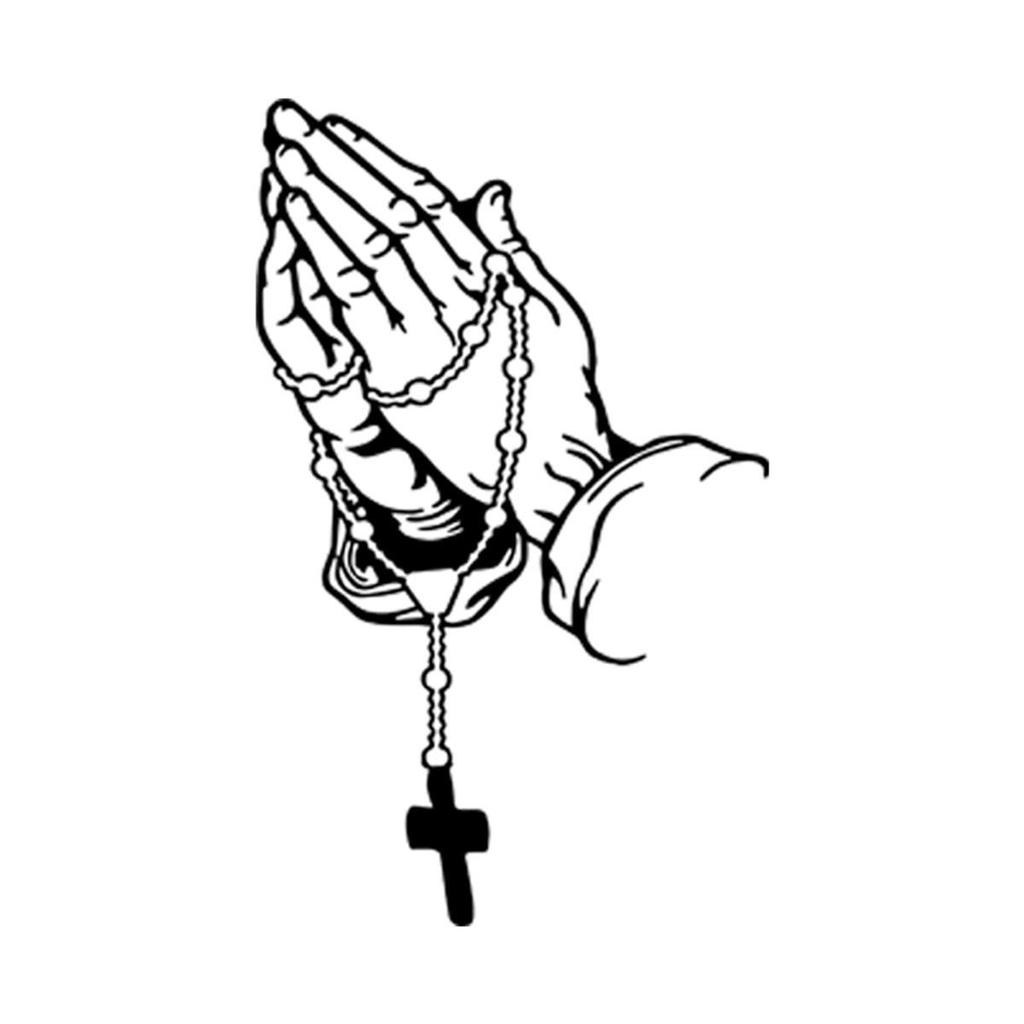 Custom Cross and Rosary Gesture Waterproof Car Decal for Rear Window Decoration