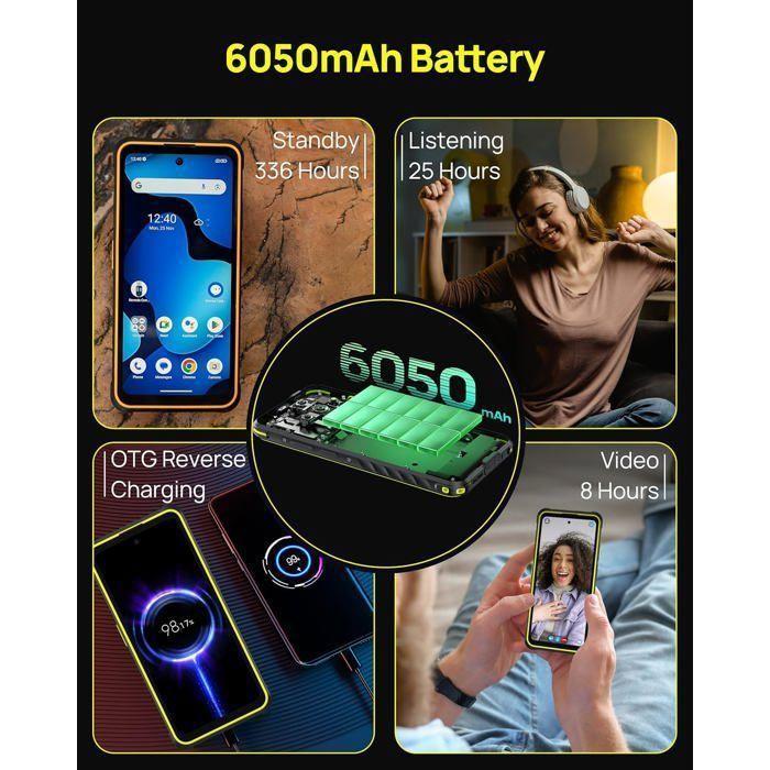 Ulefone Armor X32 Pro Smartphone Robuste 5G 16Go+256Go 5,65" 5500mAh Telephone Portable Incassable 64MP Caméra Dural SIM/NFC Orange
