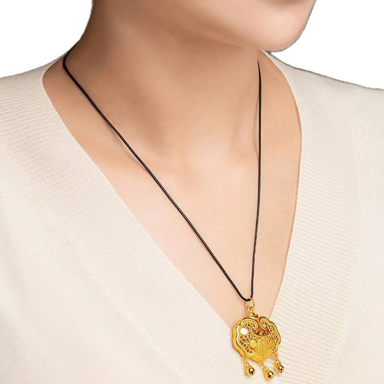 Black Waxed Leather Cord Jade Pendant Necklace for Men and Women