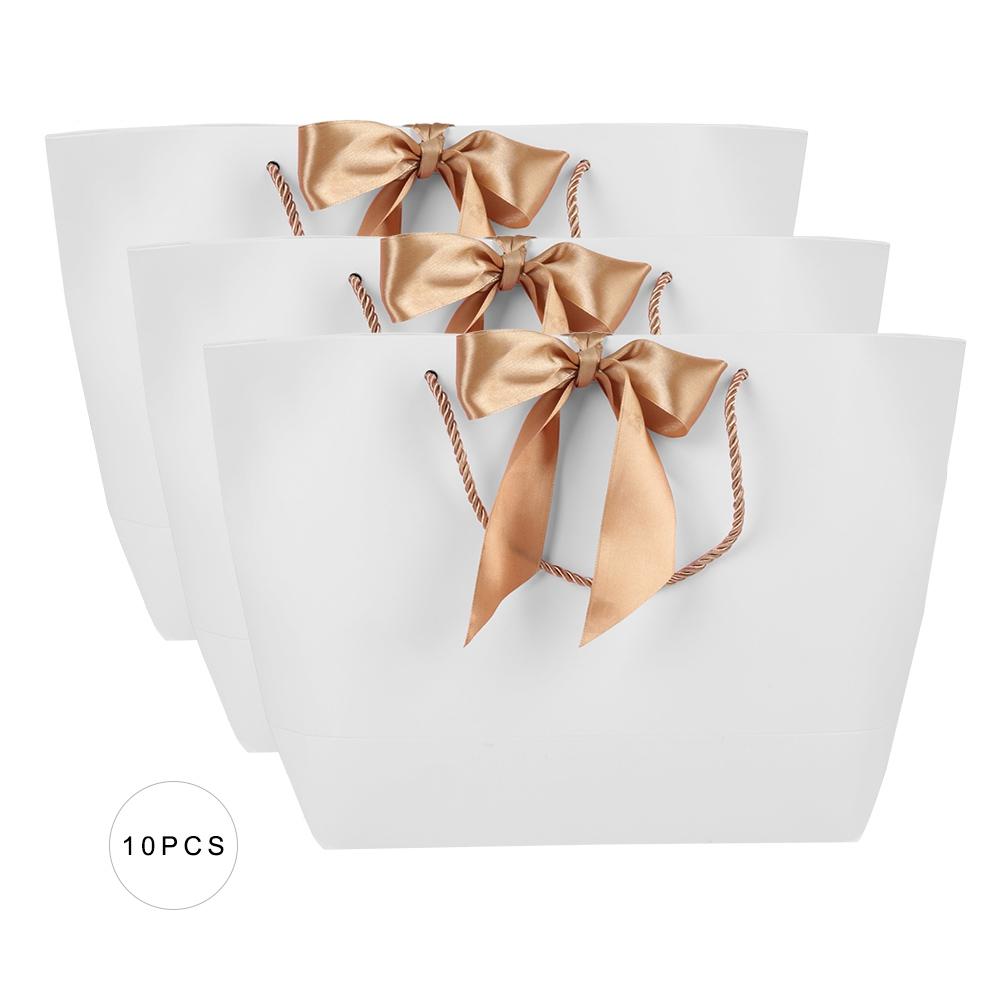

10pcs lot Gift Paper Bags With Handle for Clothes Shopping Makeup Packaging Food(28*9*20cm)