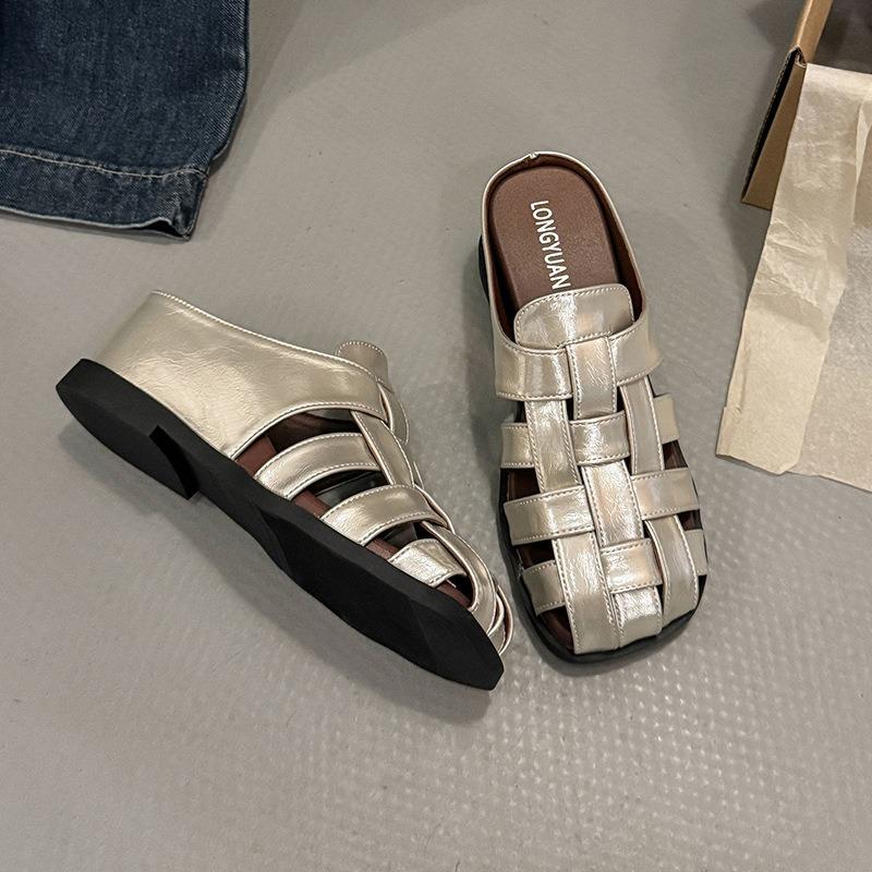 Office Slippers Women's Summer Wear a Pedal New Bag Head Roman Half Drag Versatile Casual Muller Sandals