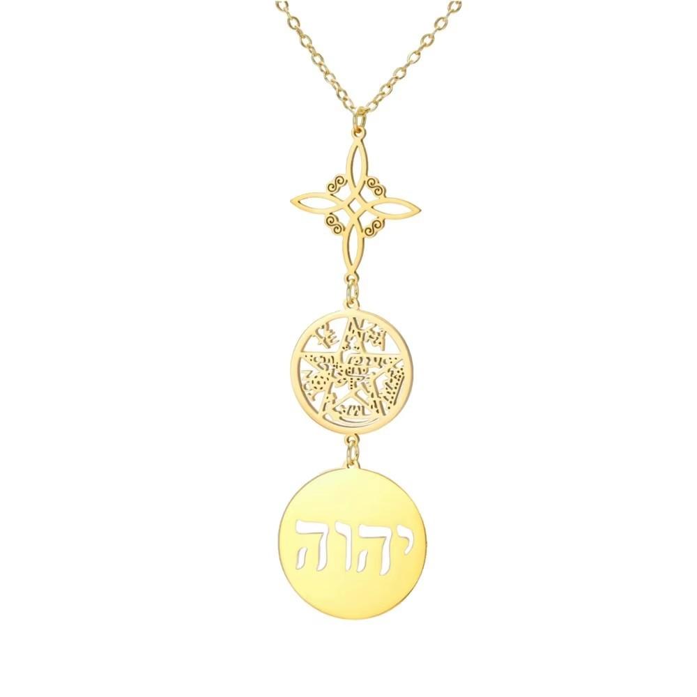 Collana Ciondolo Stella a Cinque Punte Svuotata a Forma di S con Doppio Foro Design Versatile Nodo Miko Gioielli