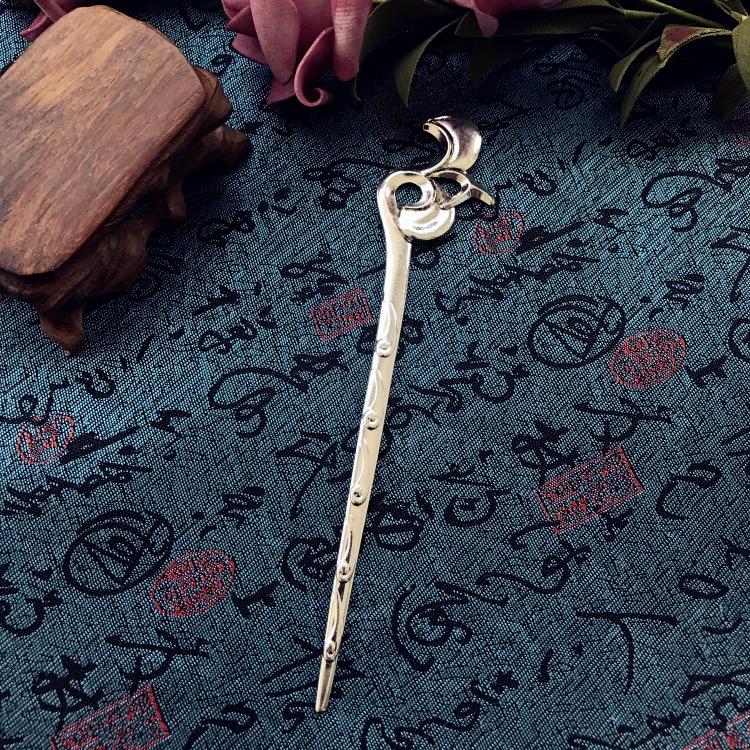 Retro ethnic style Miao silver hairpin antique bookmark female flower hairpin simple classical versatile disc hair hairpin hair accessories