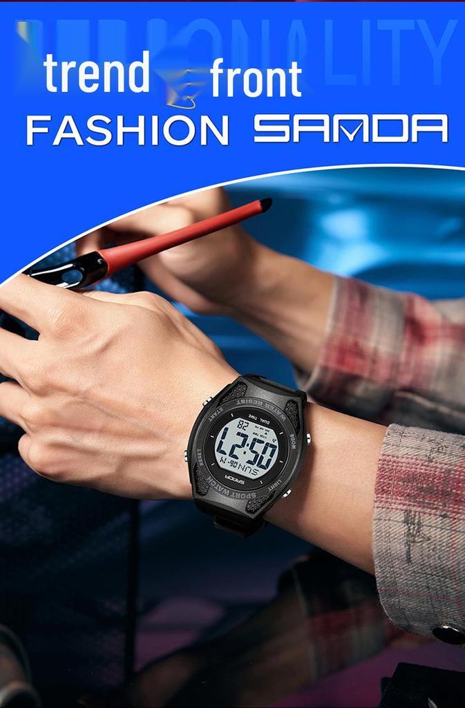 Sanda Multi-Function Waterproof Sport Watch with Alarm & Seven-Color Luminous Display