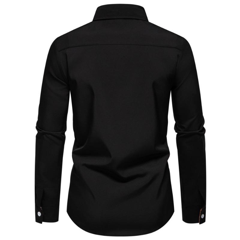Herren Frühling und Sommer Neue Mode Kariertes Hemd mit kontrastierenden Nähten Langarm Vielseitig Lässig