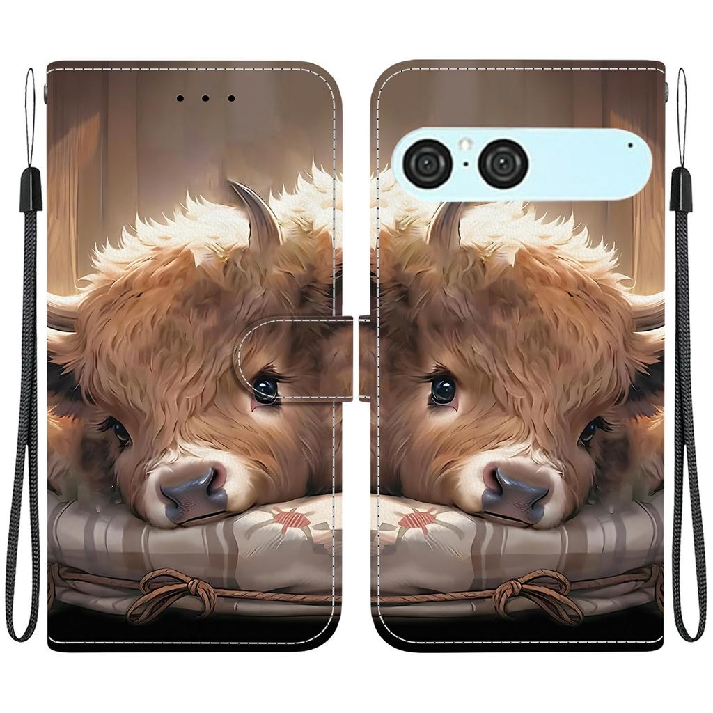 For Sony Xperia 10 VII Leather Case Stand Wallet Pattern Printing Phone Cover with Wrist Strap