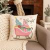 Linen Christmas Throw Pillow Cover Pink Christmas Tree Pillow Cover  Home Decoration