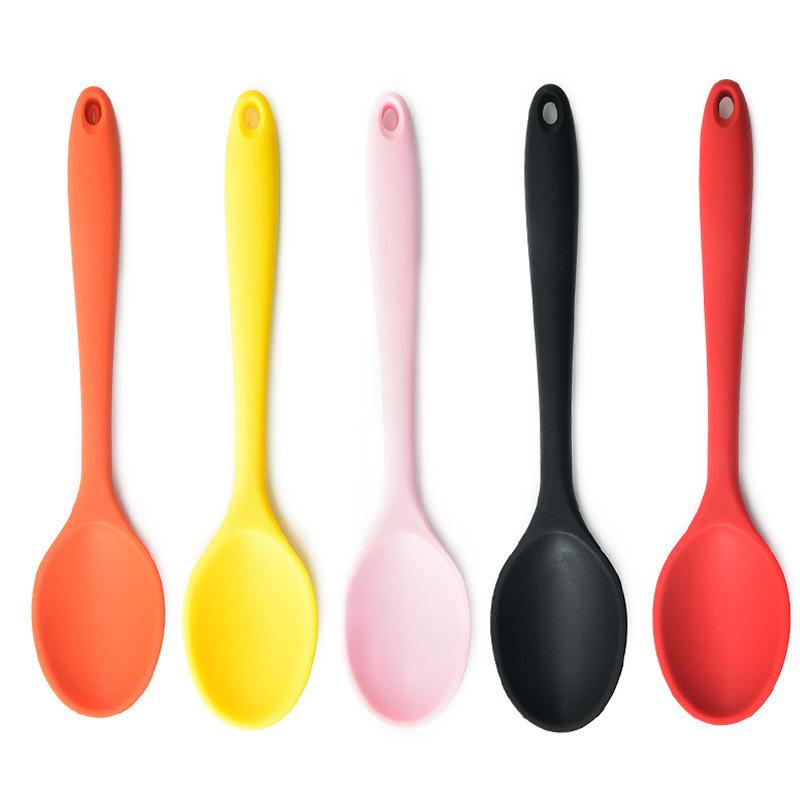 Integrated Silicone Cooking Spoon Set - Non-Stick, Multi-Purpose Rice, Seasoning, Soup, Wok, and Stir-Fry Spoons.