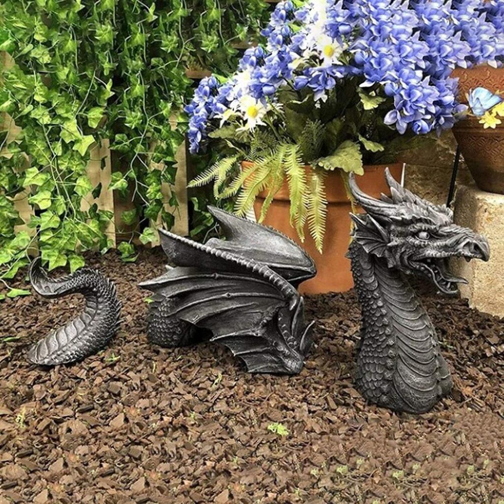 Buy Gothic Dragon Statues Fantasy Animal Dragon Figures Art Garden ...